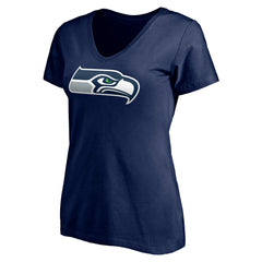 Seattle Seahawks Women's Team Authentic Personalized Name & Number V-Neck T-Shirt - College Navy T-shirts