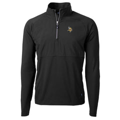 Minnesota Vikings Cutter & Buck Adapt Eco Knit Hybrid Recycled Quarter-Zip Raglan Jacket - Black Jackets