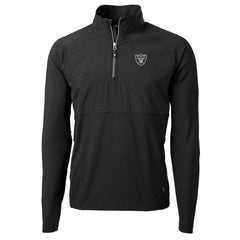 Las Vegas Raiders Cutter & Buck Adapt Eco Knit Hybrid Recycled Quarter-Zip Raglan Jacket - Black Jackets