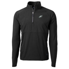 Philadelphia Eagles Cutter & Buck Adapt Eco Knit Hybrid Recycled Quarter-Zip Raglan Jacket - Black Jackets