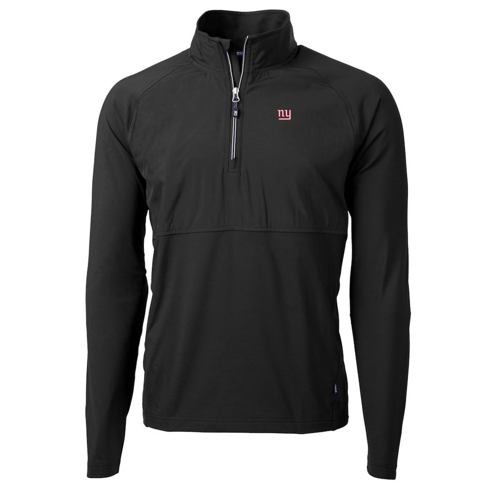 New York Giants Cutter & Buck Adapt Eco Knit Hybrid Recycled Quarter-Zip Raglan Jacket - Black Jackets