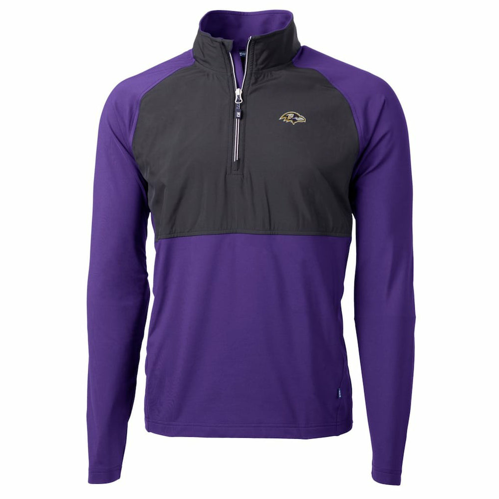 Baltimore Ravens Cutter & Buck Adapt Eco Knit Hybrid Recycled Quarter-Zip Raglan Jacket - Black/Purple Jackets