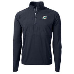 Miami Dolphins Cutter & Buck Adapt Eco Knit Hybrid Recycled Quarter-Zip Raglan Jacket - Navy Jackets