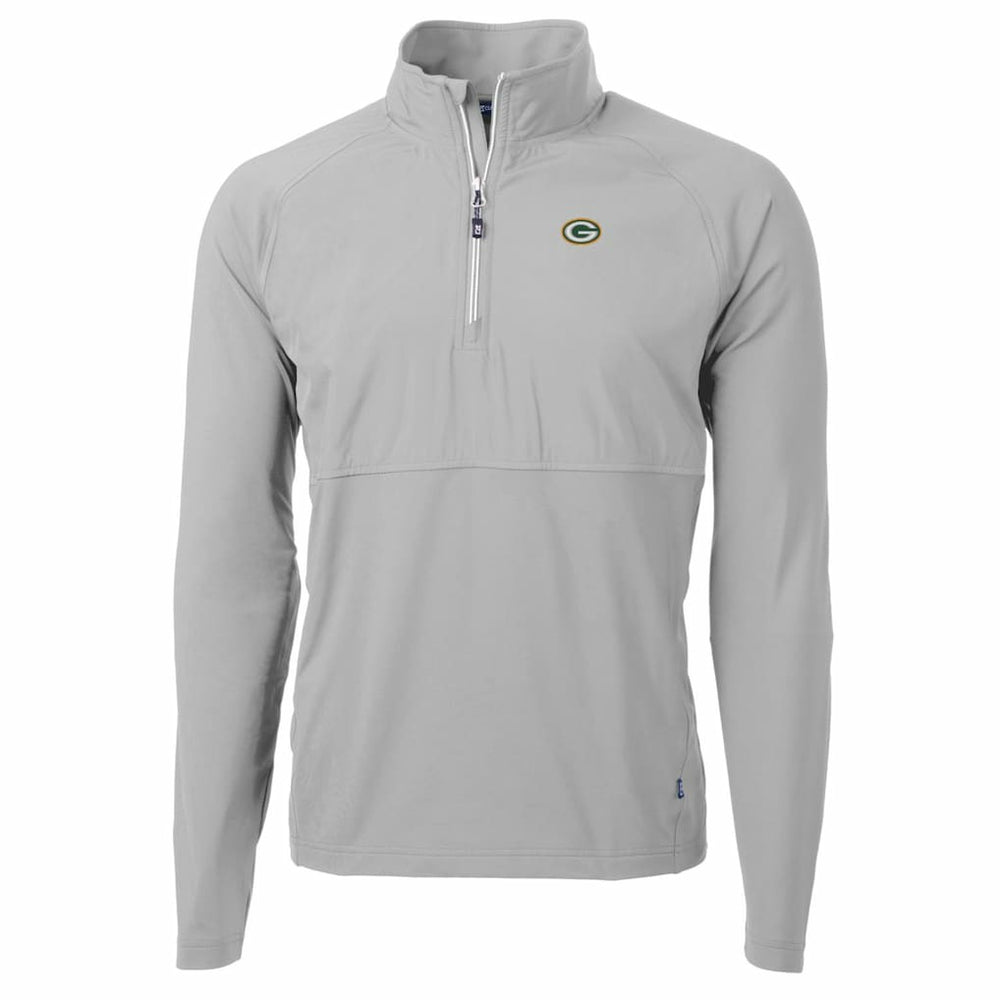Green Bay Packers Cutter & Buck Adapt Eco Knit Hybrid Recycled Quarter-Zip Raglan Jacket - Gray Jackets