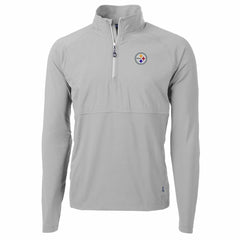 Pittsburgh Steelers Cutter & Buck Adapt Eco Knit Hybrid Recycled Quarter-Zip Raglan Jacket - Gray Jackets