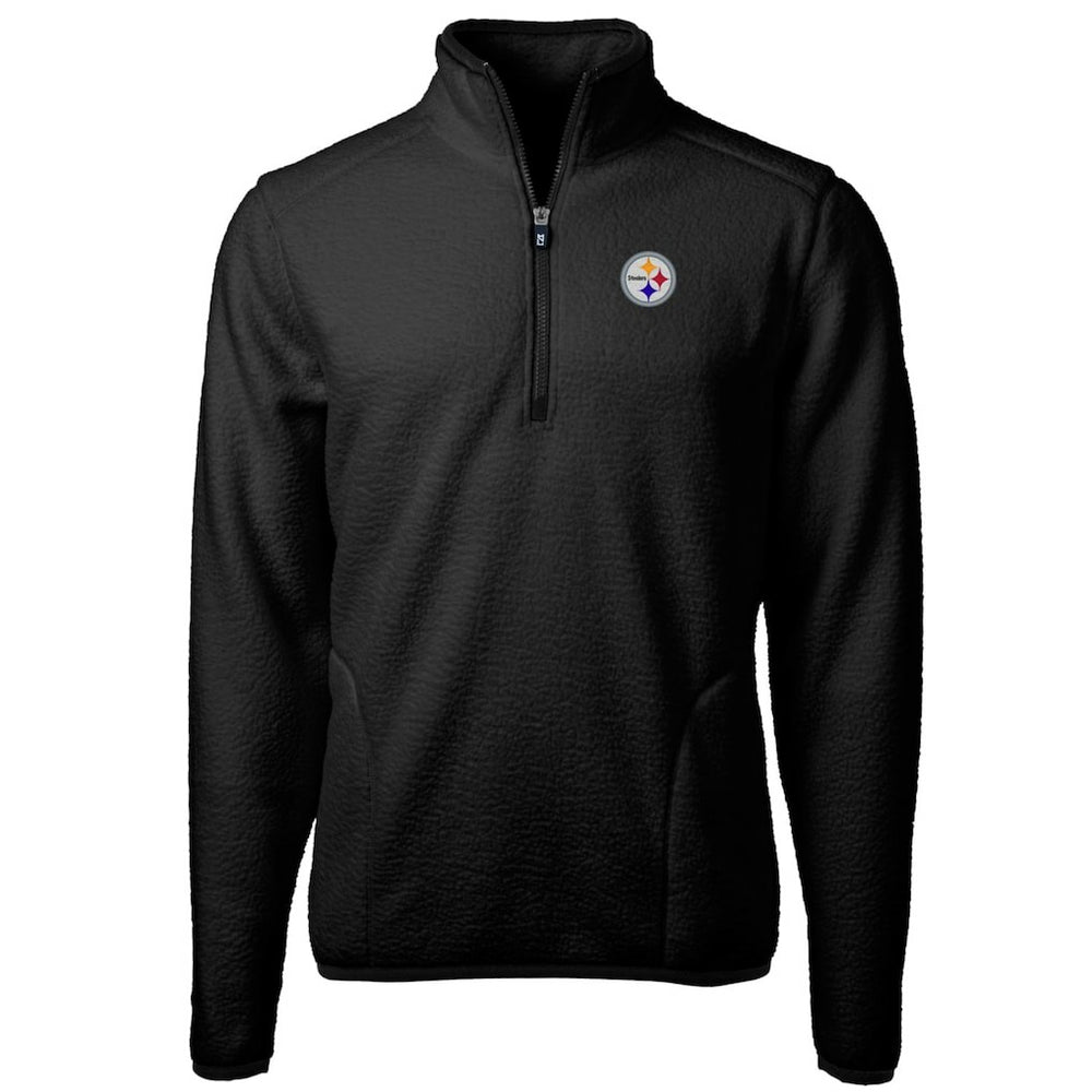 Pittsburgh Steelers Cutter & Buck Cascade Eco Sherpa Fleece Quarter-Zip Pullover Jacket - Black Pullover