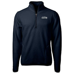 Seattle Seahawks Cutter & Buck Big & Tall Cascade Eco Sherpa Fleece Quarter-Zip Pullover Jacket - Navy Pullover