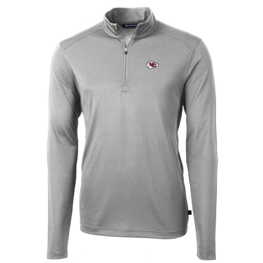 Kansas City Chiefs Cutter & Buck Big & Tall Virtue Eco Pique Quarter-Zip Pullover Jacket - Gray Pullover