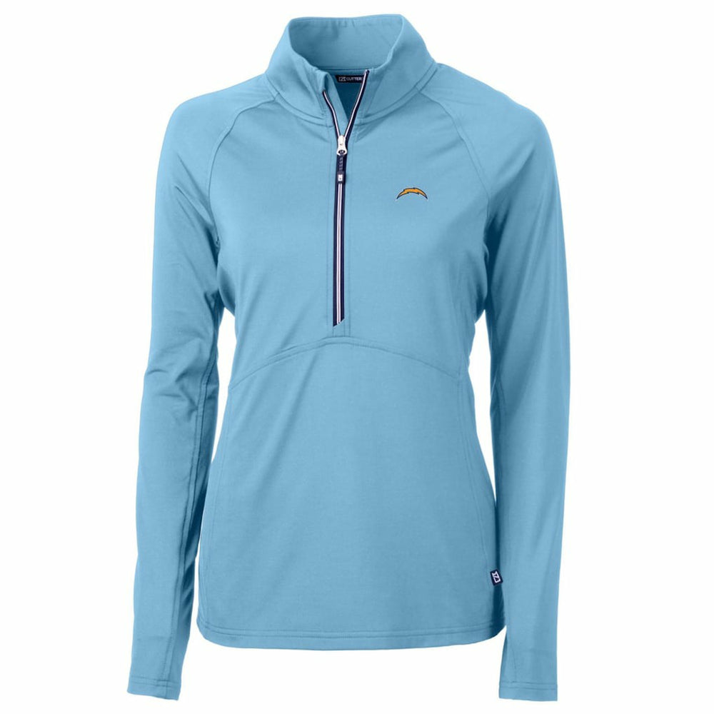 Los Angeles Chargers Cutter & Buck Women's Adapt Eco Knit Stretch Recycled Half-Zip Pullover Top - Powder Blue Pullover