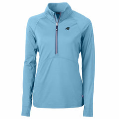 Carolina Panthers Cutter & Buck Women's Adapt Eco Knit Stretch Recycled Half-Zip Pullover Top - Powder Blue Pullover