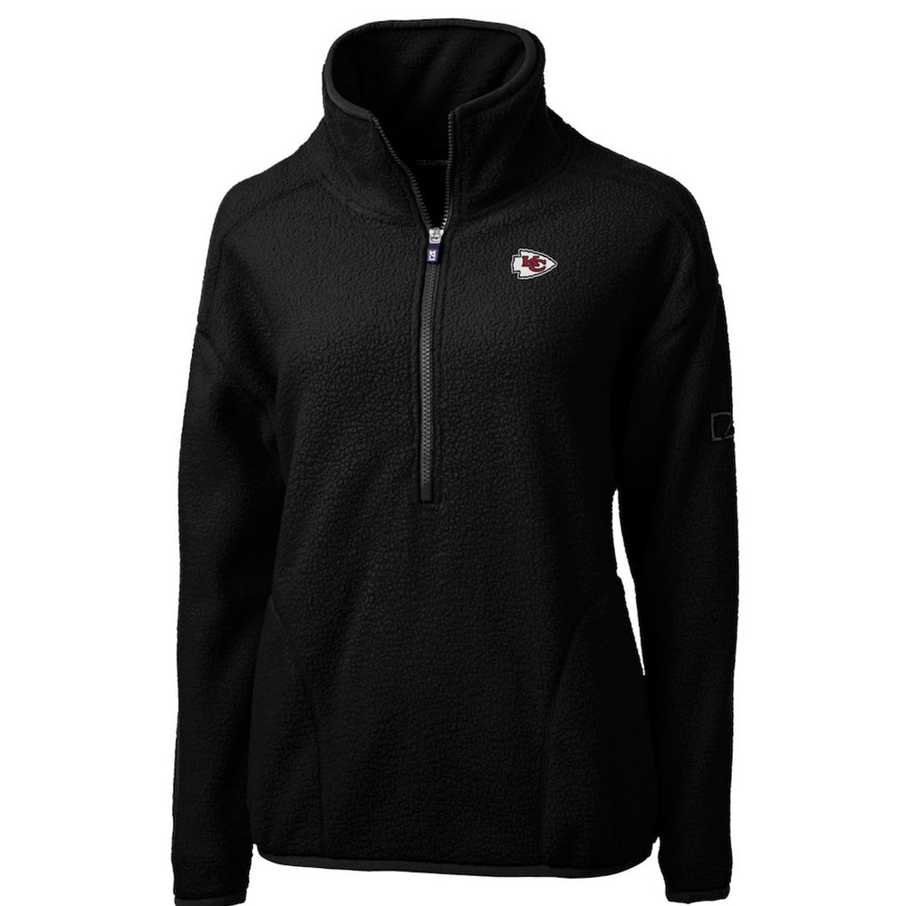 Kansas City Chiefs Cutter & Buck Women's Cascade Eco Sherpa Fleece Half-Zip Pullover Jacket - Black Pullover