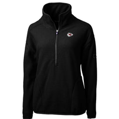 Kansas City Chiefs Cutter & Buck Women's Cascade Eco Sherpa Fleece Half-Zip Pullover Jacket - Black Pullover