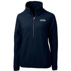 Seattle Seahawks Cutter & Buck Women's Cascade Eco Sherpa Fleece Half-Zip Pullover Jacket - Navy Pullover