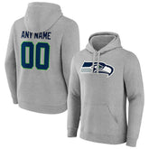 Seattle Seahawks Team Authentic Custom Pullover Hoodie - Heathered Gray Hoodies