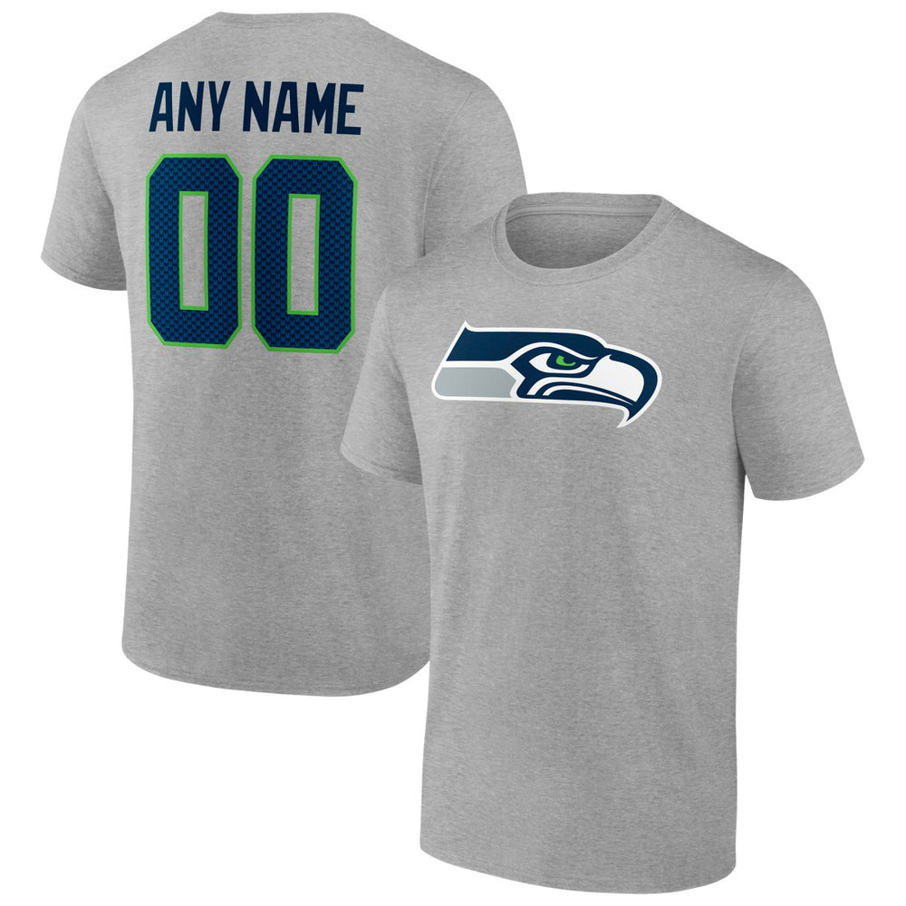 Seattle Seahawks Team Authentic Custom T-Shirt - Heathered Gray T-shirts