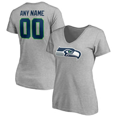 Seattle Seahawks Women's Team Authentic Custom V-Neck T-Shirt - Gray T-shirts