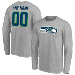 Seattle Seahawks Team Authentic Custom Long Sleeve T-Shirt - Gray T-shirts
