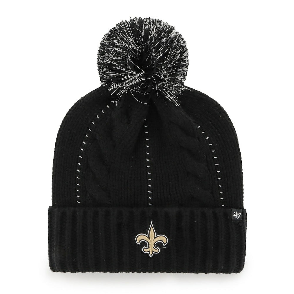 New Orleans Saints '47 Women's Bauble Cuffed Knit Hat with Pom - Black Hats