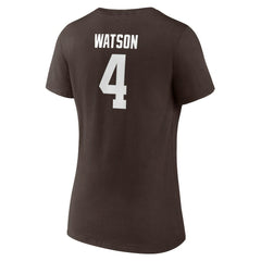 Deshaun Watson Cleveland Browns Women's Player Icon Name & Number V-Neck T-Shirt - Brown T-shirts