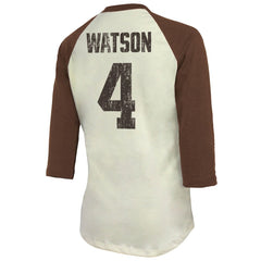 Deshaun Watson Cleveland Browns Majestic Threads Women's Player Name & Number Tri-Blend Three-Quarter Sleeve T-Shirt - Cream T-shirts