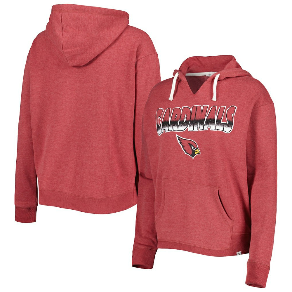 Arizona Cardinals '47 Women's Color Rise Kennedy Notch Neck Pullover Hoodie - Cardinal Hoodies