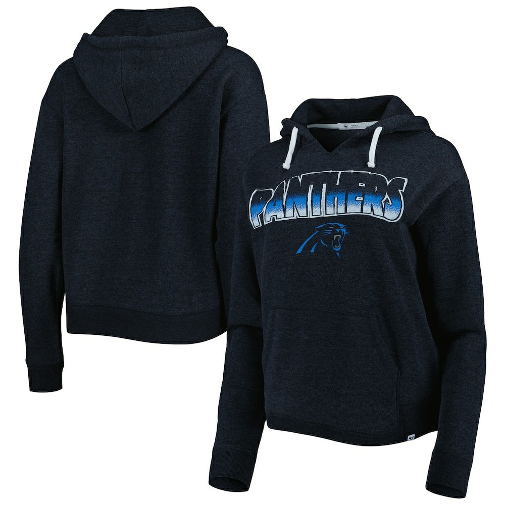Carolina Panthers '47 Women's Color Rise Kennedy Notch Neck Pullover Hoodie - Black Hoodies