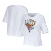 New Orleans Saints WEAR by Erin Andrews Women's Boxy Floral Cropped T-Shirt - White T-shirts