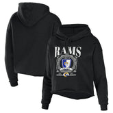 Los Angeles Rams WEAR by Erin Andrews Women's Cropped Sponge Fleece Pullover Hoodie - Black Hoodies