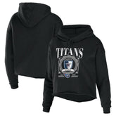 Tennessee Titans WEAR by Erin Andrews Women's Cropped Sponge Fleece Pullover Hoodie - Black Hoodies