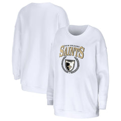 New Orleans Saints WEAR by Erin Andrews Women's Oversized Pullover Sweatshirt - White Pullover