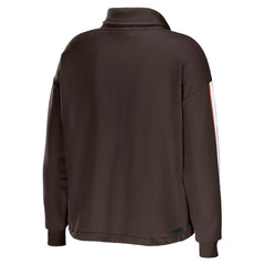 Cleveland Browns WEAR by Erin Andrews Women's Logo Stripe Half-Zip Top - Brown Tops