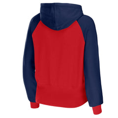 New England Patriots WEAR by Erin Andrews Women's Colorblock Lightweight Full-Zip Hoodie - Red Hoodies