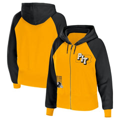 Pittsburgh Steelers WEAR by Erin Andrews Women's Colorblock Lightweight Full-Zip Hoodie - Gold Hoodies