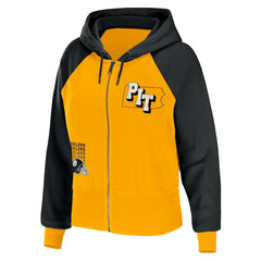 Pittsburgh Steelers WEAR by Erin Andrews Women's Colorblock Lightweight Full-Zip Hoodie - Gold Hoodies
