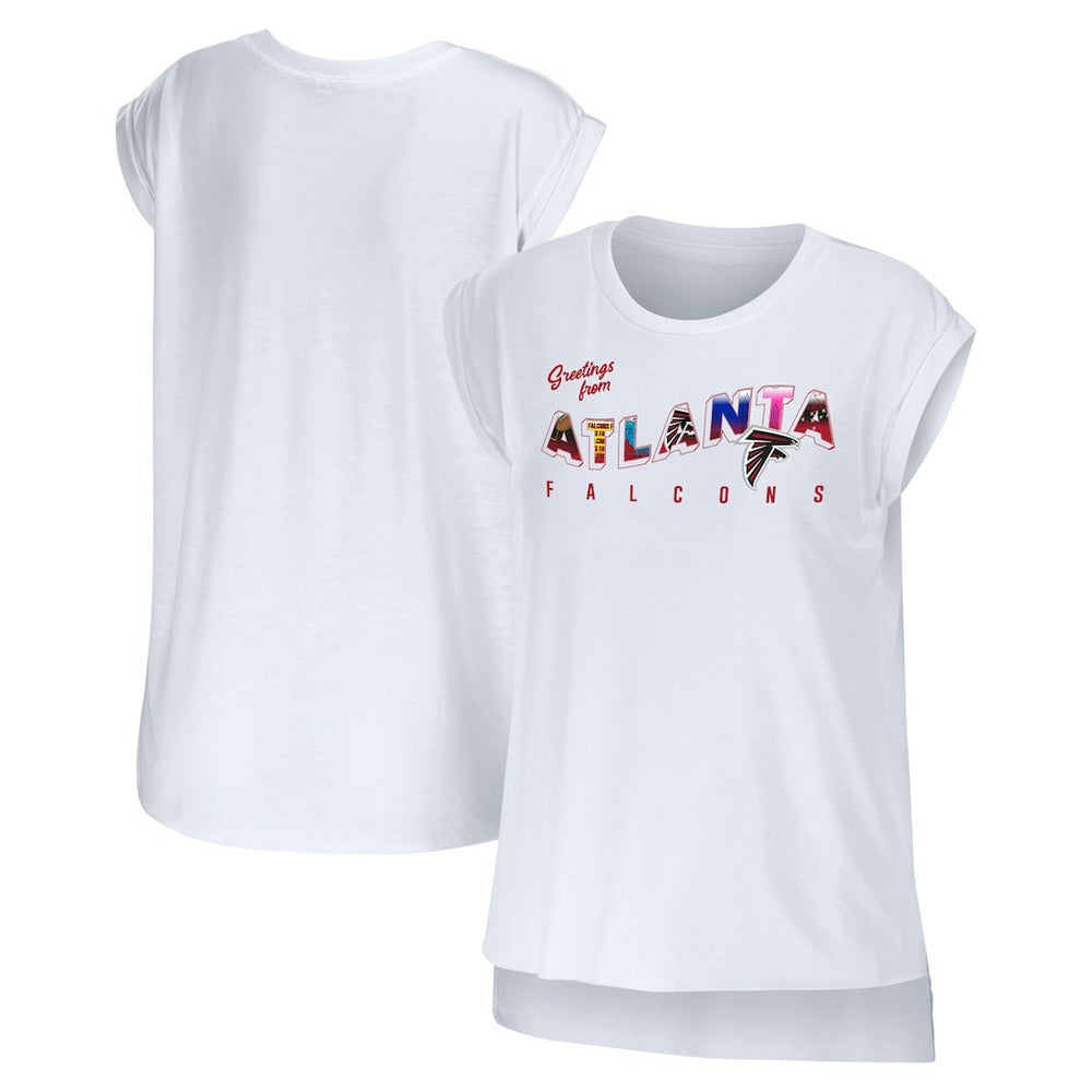 Atlanta Falcons WEAR by Erin Andrews Women's Greetings From Muscle T-Shirt - White T-shirts