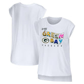Green Bay Packers WEAR by Erin Andrews Women's Greetings From Muscle T-Shirt - White T-shirts