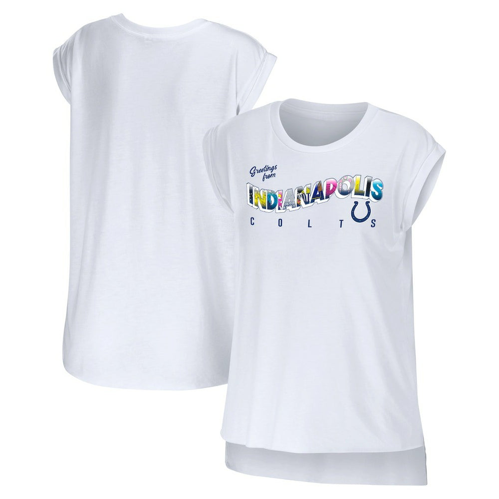 Indianapolis Colts WEAR by Erin Andrews Women's Greetings From Muscle T-Shirt - White T-shirts