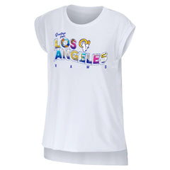 Los Angeles Rams WEAR by Erin Andrews Women's Greetings From Muscle T-Shirt - White T-shirts