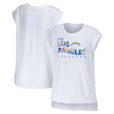Los Angeles Chargers WEAR by Erin Andrews Women's Greetings From Muscle T-Shirt - White T-shirts