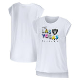 Las Vegas Raiders WEAR by Erin Andrews Women's Greetings From Muscle T-Shirt - White T-shirts
