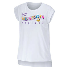 Minnesota Vikings WEAR by Erin Andrews Women's Greetings From Muscle T-Shirt - White T-shirts