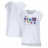 New York Giants WEAR by Erin Andrews Women's Greetings From Muscle T-Shirt - White T-shirts