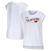 Washington Commanders WEAR by Erin Andrews Women's Greetings From Muscle T-Shirt - White T-shirts