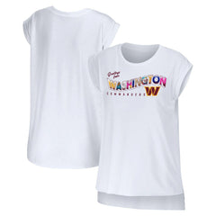 Washington Commanders WEAR by Erin Andrews Women's Greetings From Muscle T-Shirt - White T-shirts