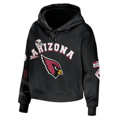 Arizona Cardinals WEAR by Erin Andrews Women's Modest Cropped Pullover Hoodie - Black Hoodies