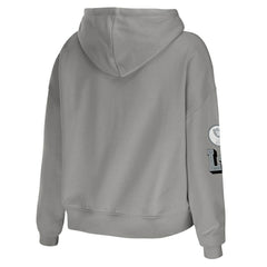 Las Vegas Raiders WEAR by Erin Andrews Women's Modest Cropped Pullover Hoodie - Gray Hoodies