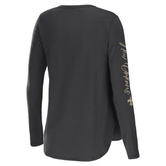 New Orleans Saints WEAR by Erin Andrews Women's Team Scoop Neck T-Shirt - Charcoal T-shirts