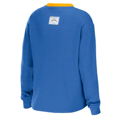 Los Angeles Chargers WEAR by Erin Andrews Women's Waffle Henley Long Sleeve T-Shirt - Powder Blue T-shirts