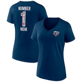 Chicago Bears Women's Plus Size Mother's Day #1 Mom V-Neck T-Shirt - Navy T-shirts