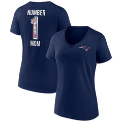 New England Patriots Women's Plus Size Mother's Day #1 Mom V-Neck T-Shirt - Navy T-shirts
